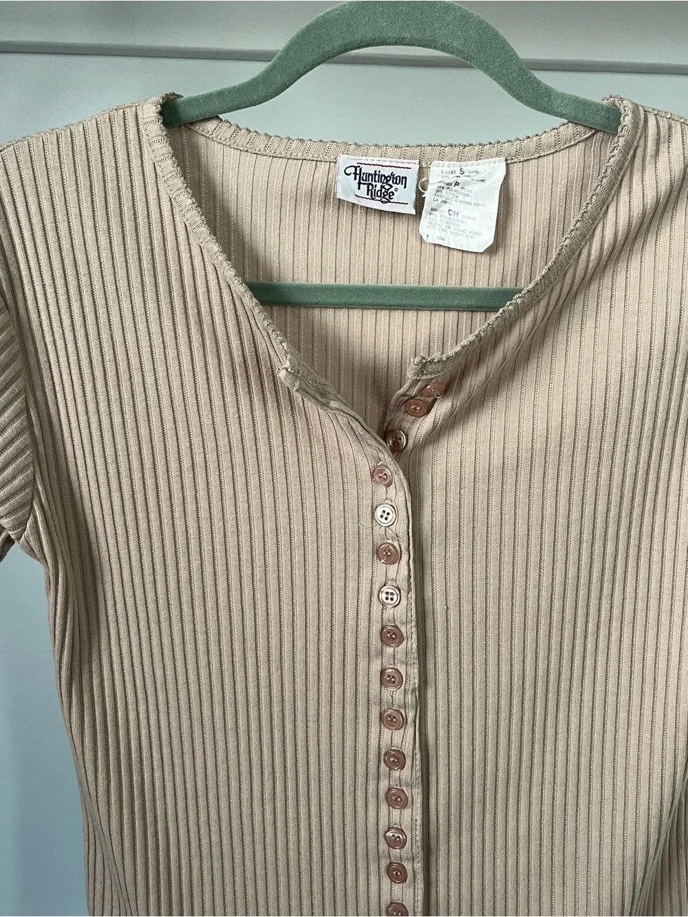 Vintage Huntington Ridge Ribbed Button-Front Tee Size S - Picture 5 of 10